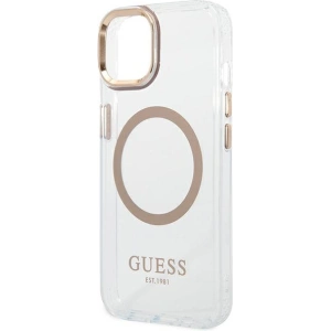 Etui Guess GUHMP14MHTRMD Apple iPhone 14 Plus / 15 Plus złoty/gold hard case Metal Outline Magsafe