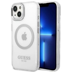 Etui Guess GUHMP14MHTRMS Apple iPhone 14 Plus / 15 Plus srebrny/silver hard case Metal Outline Magsafe