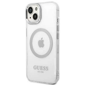 Etui Guess GUHMP14MHTRMS Apple iPhone 14 Plus / 15 Plus srebrny/silver hard case Metal Outline Magsafe