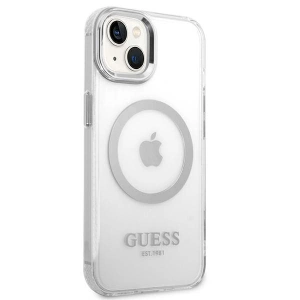 Etui Guess GUHMP14MHTRMS Apple iPhone 14 Plus / 15 Plus srebrny/silver hard case Metal Outline Magsafe
