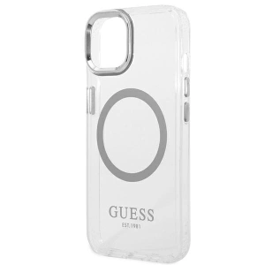 Etui Guess GUHMP14MHTRMS Apple iPhone 14 Plus / 15 Plus srebrny/silver hard case Metal Outline Magsafe