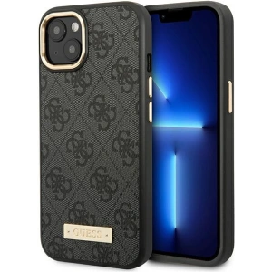 Etui Guess GUHMP14MU4GPRK Apple iPhone 14 Plus / 15 Plus czarny/black hard case 4G Logo Plate MagSafe