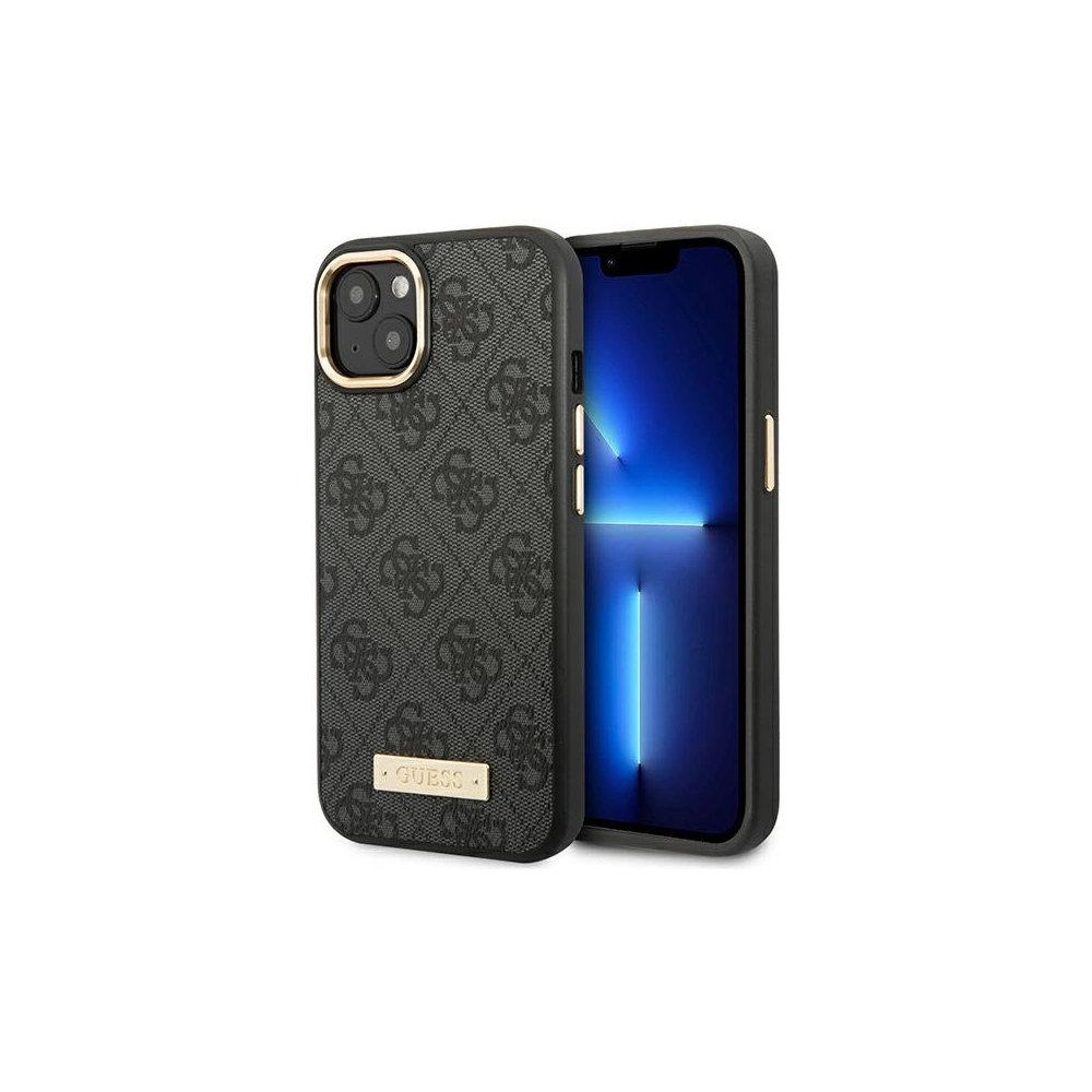 Etui Guess GUHMP14MU4GPRK Apple iPhone 14 Plus / 15 Plus czarny/black hard case 4G Logo Plate MagSafe