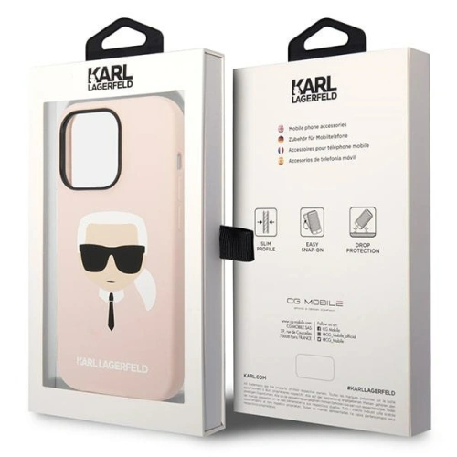 Kup Etui Karl Lagerfeld KLHMP14LSLKHLP Apple iPhone 14 Pro hardcase jasnoróżowy/light pink Silicone Karl`s Head Magsafe - KLD1158 - {ean13} - Sklep Home Screen