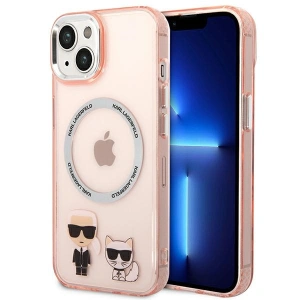 Etui Karl Lagerfeld KLHMP14MHKCP Apple iPhone 14 Plus / 15 Plus hardcase różowy/pink Karl & Choupette Aluminium Magsafe