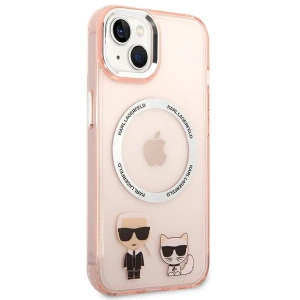 Etui Karl Lagerfeld KLHMP14MHKCP Apple iPhone 14 Plus / 15 Plus hardcase różowy/pink Karl & Choupette Aluminium Magsafe
