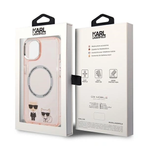 Etui Karl Lagerfeld KLHMP14MHKCP Apple iPhone 14 Plus / 15 Plus hardcase różowy/pink Karl & Choupette Aluminium Magsafe