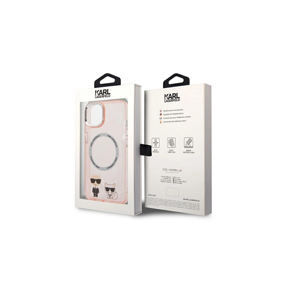 Etui Karl Lagerfeld KLHMP14MHKCP Apple iPhone 14 Plus / 15 Plus hardcase różowy/pink Karl & Choupette Aluminium Magsafe