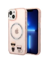 Karl Lagerfeld KLHMP14SHKCP Apple iPhone 14 hardcase pink Karl & Choupette Aluminium Magsafe