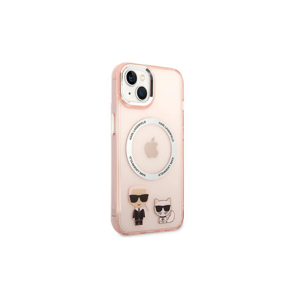 Etui Karl Lagerfeld KLHMP14SHKCP Apple iPhone 14 hardcase różowy/pink Karl & Choupette Aluminium Magsafe