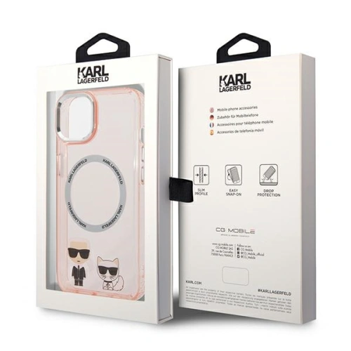 Kup Etui Karl Lagerfeld KLHMP14SHKCP Apple iPhone 14 hardcase różowy/pink Karl & Choupette Aluminium Magsafe - KLD1162 - {ean13} - Sklep Home Screen