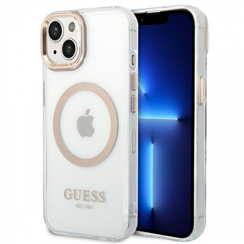 Kup Etui Guess GUHMP14SHTRMD Apple iPhone 14 złoty/gold hard case Metal Outline Magsafe - 3666339069704 - GUE2150 - Homescreen.pl