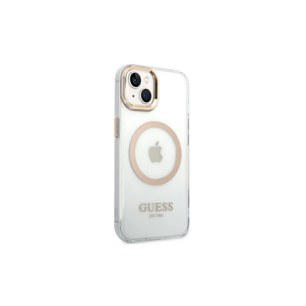 Etui Guess GUHMP14SHTRMD Apple iPhone 14 złoty/gold hard case Metal Outline Magsafe