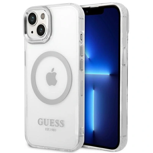 Kup Etui Guess GUHMP14SHTRMS Apple iPhone 14 srebrny/silver hard case Metal Outline Magsafe - GUE2151 - {ean13} - Sklep Home Screen