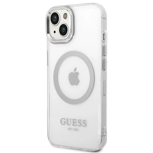 Kup Etui Guess GUHMP14SHTRMS Apple iPhone 14 srebrny/silver hard case Metal Outline Magsafe - GUE2151 - {ean13} - Sklep Home Screen