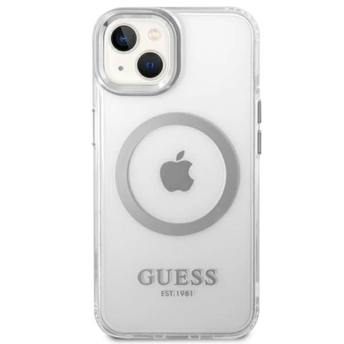 Kup Etui Guess GUHMP14SHTRMS Apple iPhone 14 srebrny/silver hard case Metal Outline Magsafe - GUE2151 - {ean13} - Sklep Home Screen