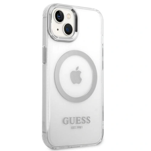 Kup Etui Guess GUHMP14SHTRMS Apple iPhone 14 srebrny/silver hard case Metal Outline Magsafe - GUE2151 - {ean13} - Sklep Home Screen