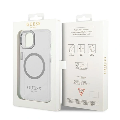 Kup Etui Guess GUHMP14SHTRMS Apple iPhone 14 srebrny/silver hard case Metal Outline Magsafe - GUE2151 - {ean13} - Sklep Home Screen