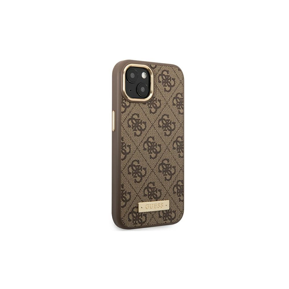 Etui Guess GUHMP14SU4GPRW Apple iPhone 14 brązowy/brown hard case 4G Logo Plate MagSafe