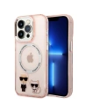 Etui Karl Lagerfeld KLHMP14XHKCP Apple iPhone 14 Pro Max hardcase roz/bălăcitor Karl & Choupette Aluminium Magsafe