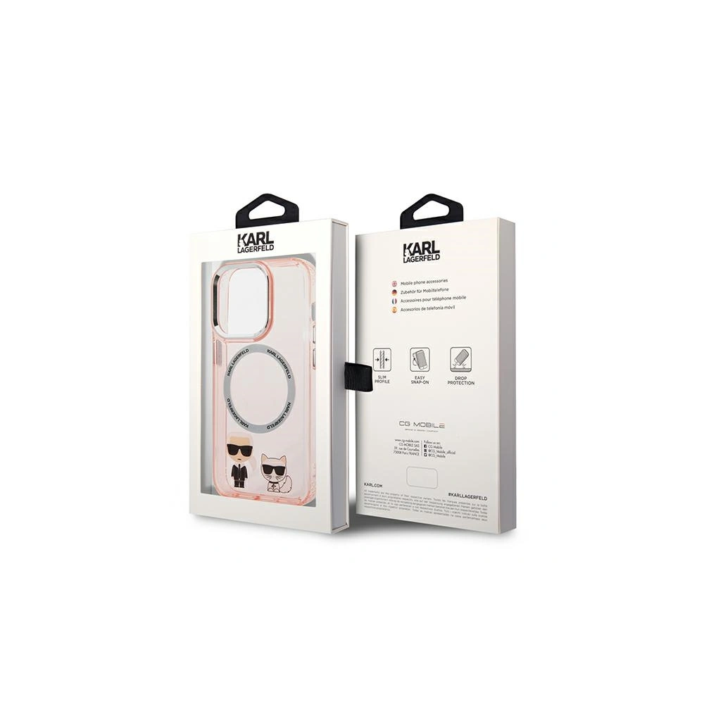 Etui Karl Lagerfeld KLHMP14XHKCP Apple iPhone 14 Pro Max hardcase różowy/pink Karl & Choupette Aluminium Magsafe