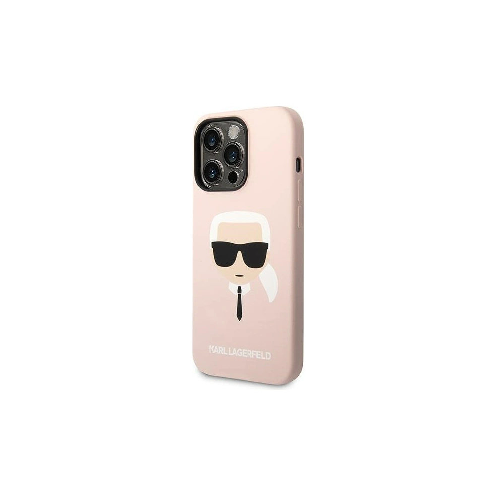 Etui Karl Lagerfeld KLHMP14XSLKHLP Apple iPhone 14 Pro Max hardcase jasnoróżowy/light pink Silicone Karl`s Head Magsafe