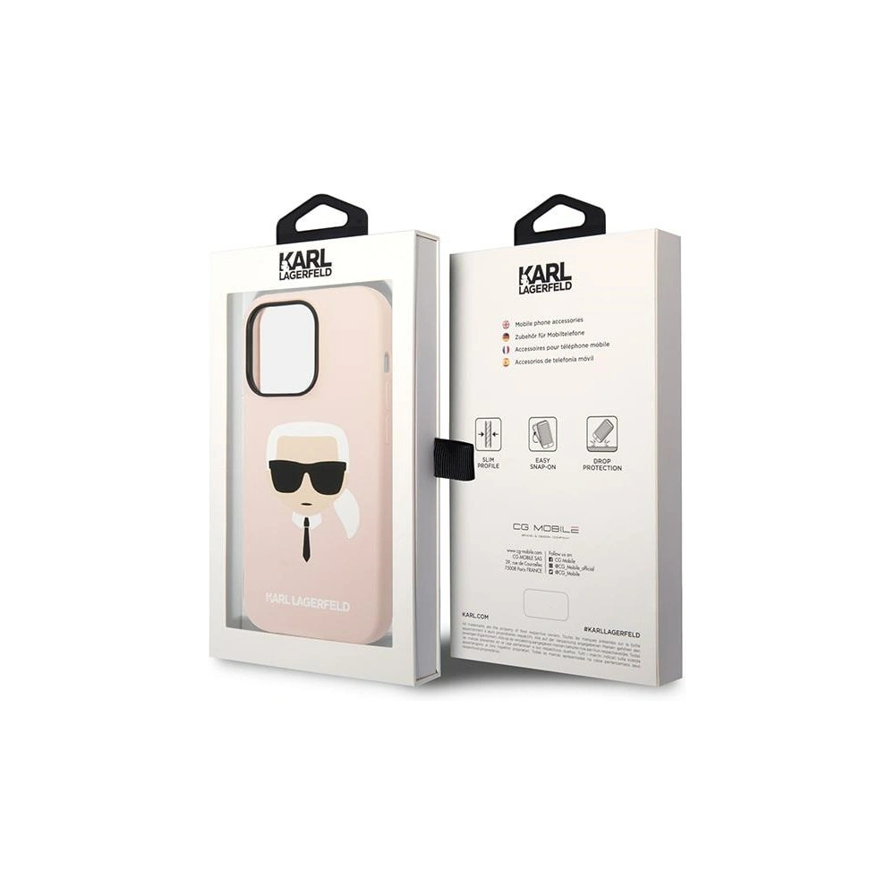 Etui Karl Lagerfeld KLHMP14XSLKHLP Apple iPhone 14 Pro Max hardcase jasnoróżowy/light pink Silicone Karl`s Head Magsafe