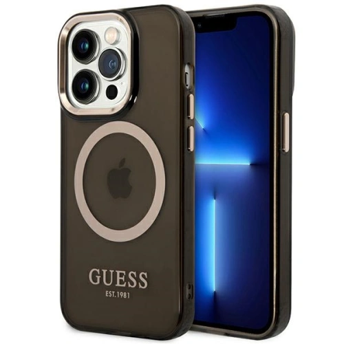 Kup Etui Guess GUHMP14XHTCMK Apple iPhone 14 Pro Max černé/black hard case Gold Outline Translucent MagSafe - GUE2154 - {ean13} - Sklep Home Screen