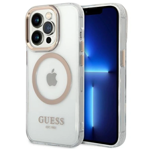 Kup Case Guess GUHMP14XHTRMD Apple iPhone 14 Pro Max gold/hartes Gehäuse Metallrand Magsafe - GUE2155 - {ean13} - Sklep Home Screen