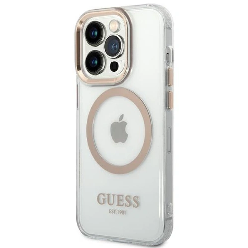 Kup Case Guess GUHMP14XHTRMD Apple iPhone 14 Pro Max gold/hartes Gehäuse Metallrand Magsafe - GUE2155 - {ean13} - Sklep Home Screen