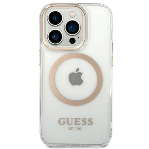 Kup Case Guess GUHMP14XHTRMD Apple iPhone 14 Pro Max gold/hartes Gehäuse Metallrand Magsafe - GUE2155 - {ean13} - Sklep Home Screen