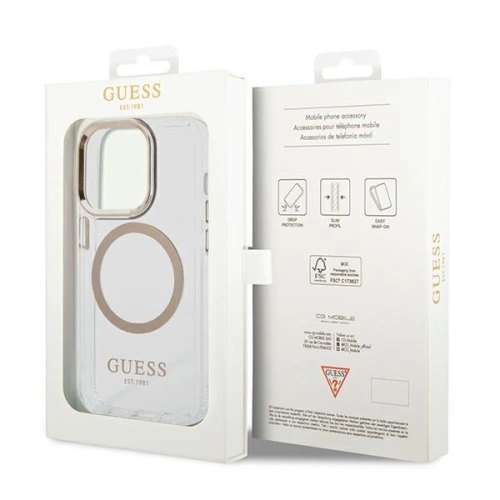 Kup Case Guess GUHMP14XHTRMD Apple iPhone 14 Pro Max gold/hartes Gehäuse Metallrand Magsafe - GUE2155 - {ean13} - Sklep Home Screen