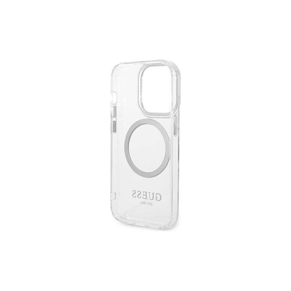 Etui Guess GUHMP14XHTRMS Apple iPhone 14 Pro Max srebrny/silver hard case Metal Outline Magsafe
