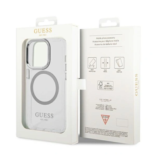 Kup Etui Guess GUHMP14XHTRMS Apple iPhone 14 Pro Max srebrny/silver hard case Metal Outline Magsafe - GUE2156 - {ean13} - Sklep Home Screen