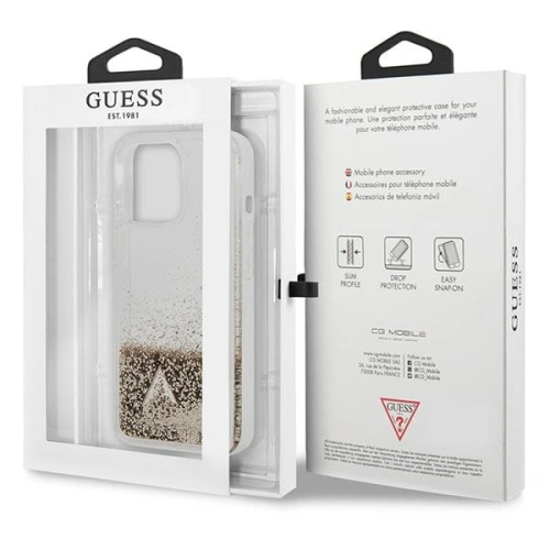 Kup Etui Guess GUOHCP14LGLHFLGO Apple iPhone 14 Pro złoty/gold hardcase Glitter Charms - GUE2159 - {ean13} - Sklep Home Screen