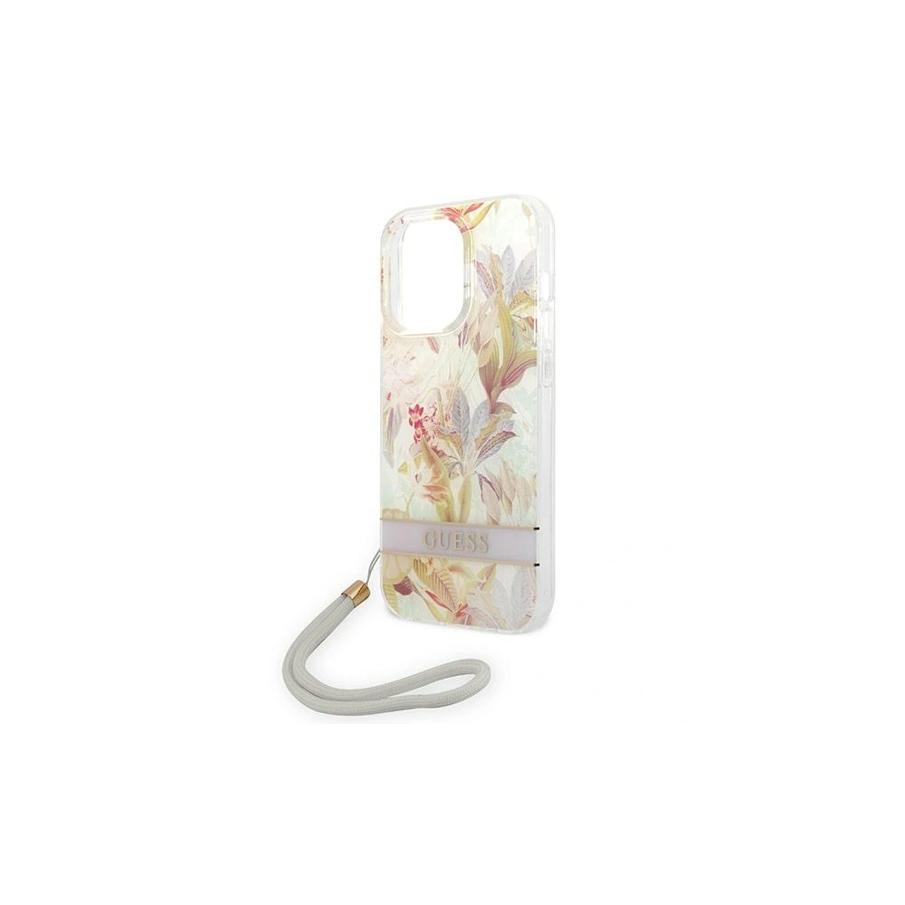 Etui Guess GUOHCP14LHFLSU Apple iPhone 14 Pro fioletowy/purple hardcase Flower Strap