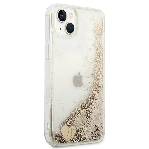 Buy Guess GUOHCP14MGLHFLGO Apple iPhone 14 Plus / 15 Plus gold hardcase Glitter Charms - GUE2165 - {ean13} - Home Screen Store Europe