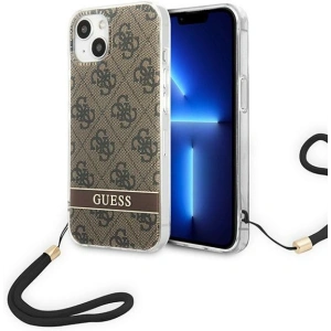 Etui Guess GUOHCP14MH4STW Apple iPhone 14 Plus / 15 Plus brązowy/brown hardcase 4G Print Strap