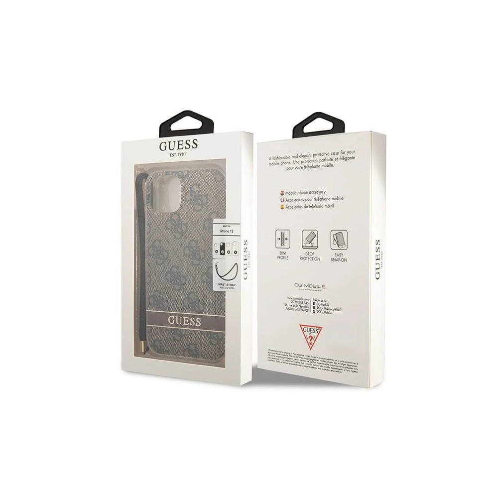 Etui Guess GUOHCP14MH4STW Apple iPhone 14 Plus / 15 Plus brązowy/brown hardcase 4G Print Strap