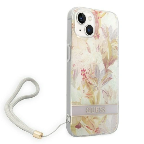 Buy Guess GUOHCP14MHFLSU Apple iPhone 14 Plus / 15 Plus purple hardcase Flower Strap - GUE2170 - {ean13} - Home Screen Store Europe