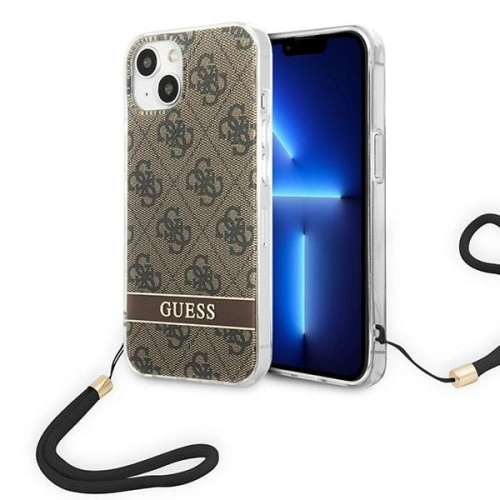 Kup Case Guess GUOHCP14SH4STW Apple iPhone 14 braun/brown Hardcase 4G Print Strap - GUE2174 - {ean13} - Sklep Home Screen
