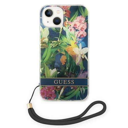 Kup Etui Guess GUOHCP14SHFLSB Apple iPhone 14 albastru/blue hardcase Flower Strap - GUE2175 - {ean13} - Sklep Home Screen