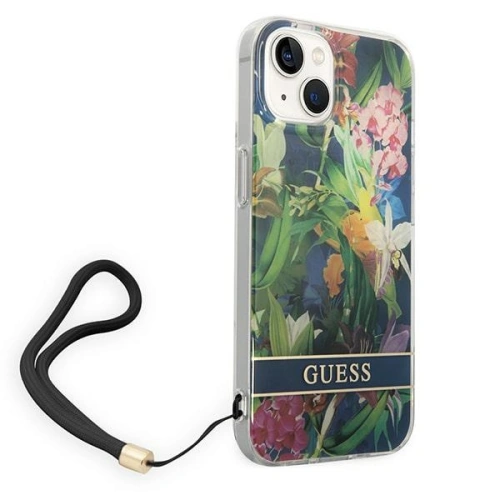 Kup Etui Guess GUOHCP14SHFLSB Apple iPhone 14 niebieski/blue hardcase Flower Strap - GUE2175 - {ean13} - Sklep Home Screen