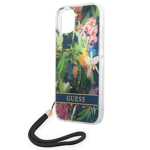 Kup Etui Guess GUOHCP14SHFLSB Apple iPhone 14 niebieski/blue hardcase Flower Strap - GUE2175 - {ean13} - Sklep Home Screen