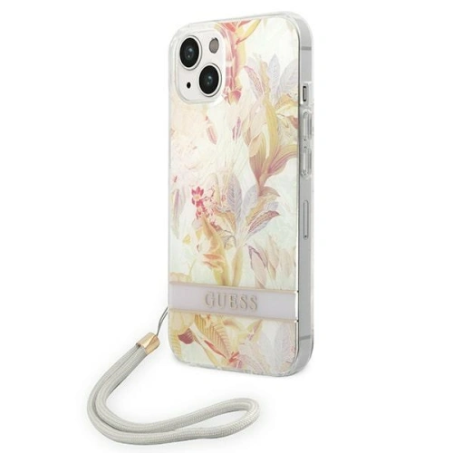 Kup Etui Guess GUOHCP14SHFLSU Apple iPhone 14 violet/hardcase cu flori Strap - GUE2176 - {ean13} - Sklep Home Screen