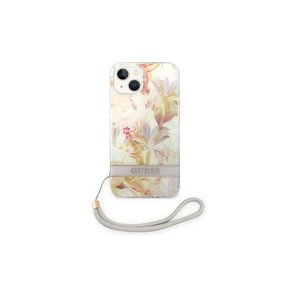 Etui Guess GUOHCP14SHFLSU Apple iPhone 14 fioletowy/purple hardcase Flower Strap