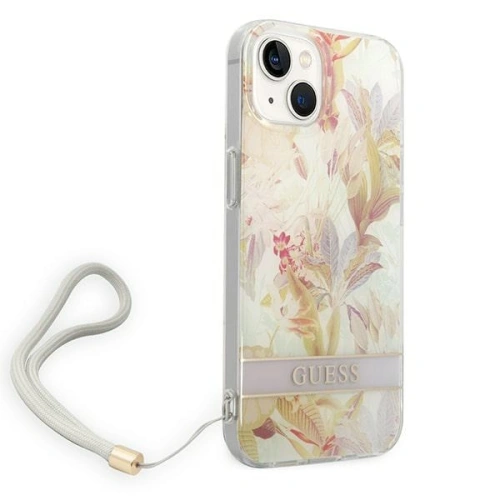 Kup Etui Guess GUOHCP14SHFLSU Apple iPhone 14 violet/hardcase cu flori Strap - GUE2176 - {ean13} - Sklep Home Screen