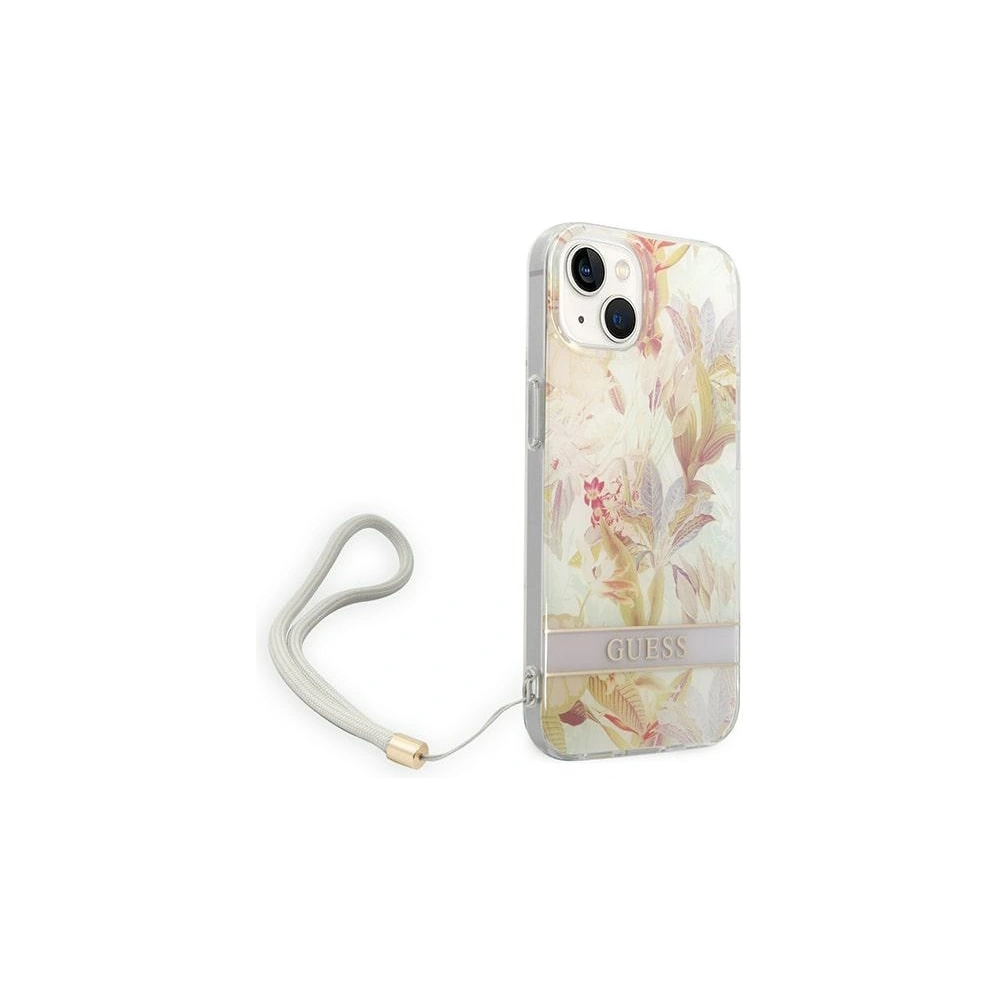 Etui Guess GUOHCP14SHFLSU Apple iPhone 14 fioletowy/purple hardcase Flower Strap