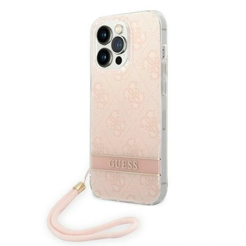 Buy Guess GUOHCP14XH4STP Apple iPhone 14 Pro Max pink hardcase 4G Print Strap - GUE2179 - {ean13} - Home Screen Store Europe