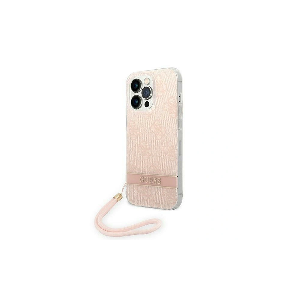 Etui Guess GUOHCP14XH4STP Apple iPhone 14 Pro Max różowy/pink hardcase 4G Print Strap